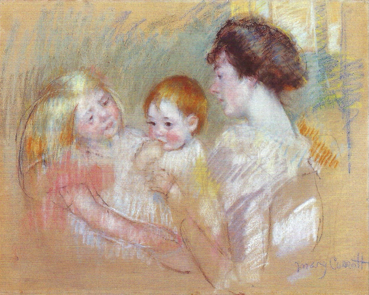 Mary Cassatt, Sara and Her Mother Admiring the Baby, c.1901

pastel on paper, 63.5 x 80 cm