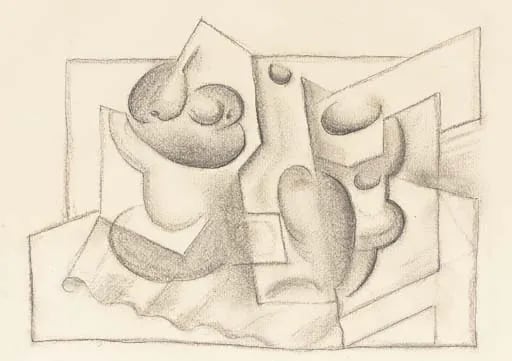 Juan Gris, Bouteille, compotier et verre, 1923

charcoal and India ink on paper, 7 5/8 x 11 1/4 inches