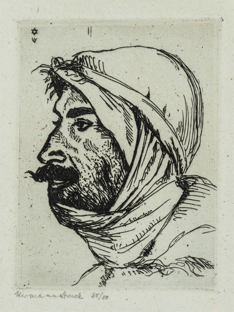 Hermann Struck, Arab I, c. 1923, Etching
3.54 by 4.84 inches (9 by 12.3 cm) Ed. 35 of 50
&amp;nbsp;