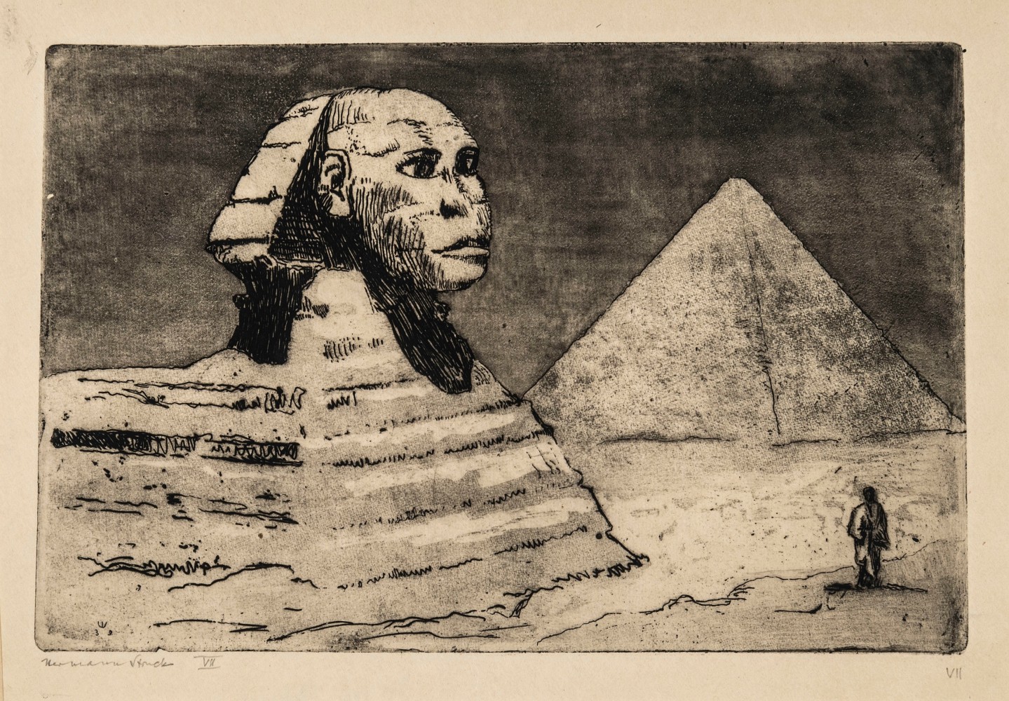 Hermann Struck, Sphinx II, 1939
Etching, 8.03 by 5.28 inches
(20.4 by 13.4 cm)
Framed: 17 3/4 x 13 3/4 inches
Edition VII
(Inv# HS1977.1)