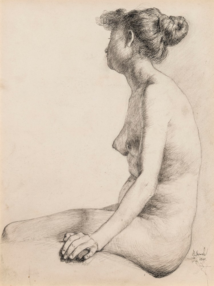 Hermann Struck, Nude woman, hair in bun, 1899
Ink on paper, 8.39 by 10.91 inches (21.3 by 27.7 cm)
&amp;nbsp;