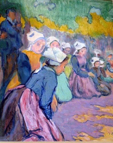 Breton Girls at Prayer
oil on paper laid on board
17 7/16 x 14 5/8 inches
(44.3 x 37.1 cm)