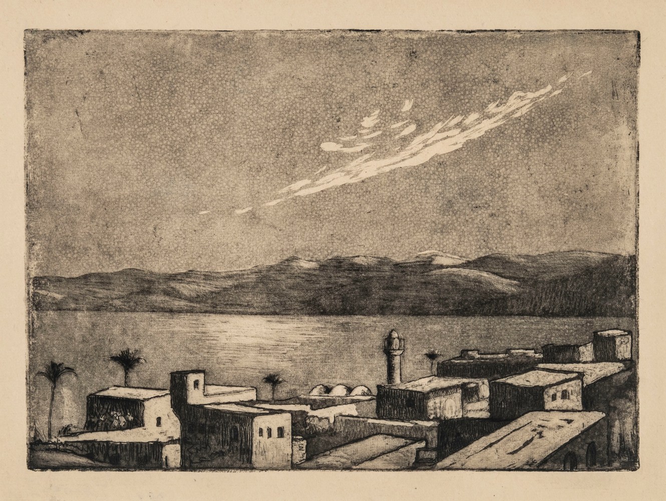 Hermann Struck, Tiberias I, moonlight
Etching, 8.07 by 5.87 inches
(20.5 by 14.9 cm)
Framed: 17 3/4 x 13 3/4 inches
(Inv# HS1956.1)