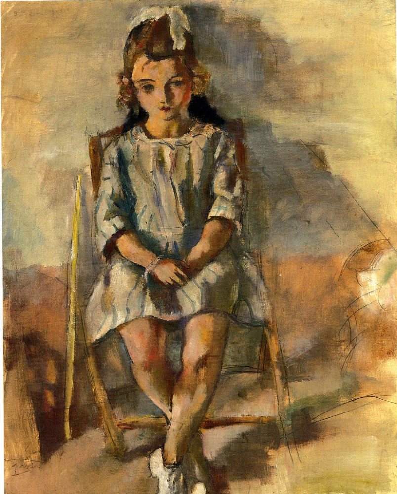 Jules Pascin, Jeune Fille Assiste,1927

oil and pencil on canvas, 35.87 x 27.52 inches (91.1 x 69.9 cm)