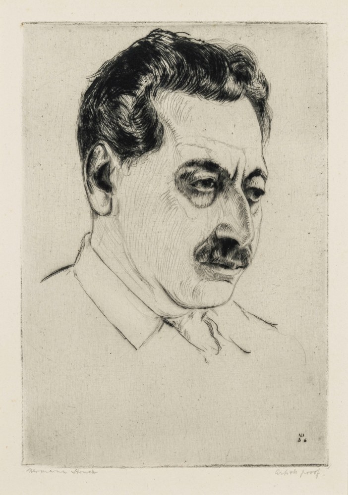 Hermann Struck, Portrait of Sholem Asch, 1936
Etching, 5.71 by 8.07 inches
(14.5 by 20.5 cm)
Framed: 13 3/4 x 17 3/4 inches
Edition AP of 30
(Inv# HS2065)