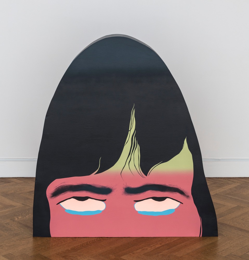 Alyssa Piro, Intimidation tactics/exit strategy, 2014,

Acrylic paint, spray paint, &amp;amp; wood, 46.75x43x8.5 inches