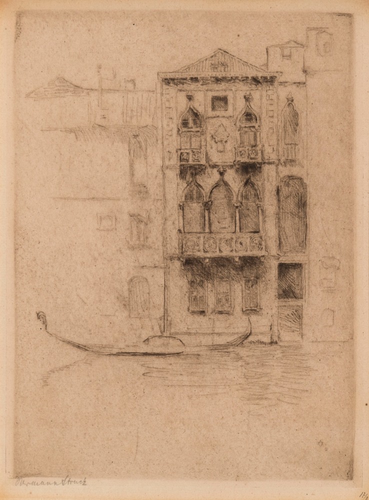 Hermann Struck, Venice
Etching, 5.43 by 7.48 inches
(13.8 by 19 cm)
Framed: 17 1/2 x 13 3/4 inches
(Inv# HS3104)