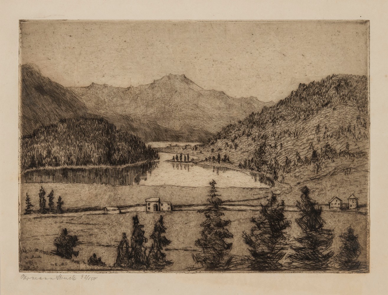 Hermann Struck, Lakes in Engadin, 1905, Etching,

8.03 by 5.83 inches (20.4 by 14.8 cm) Ed. 32 of 150
&amp;nbsp;