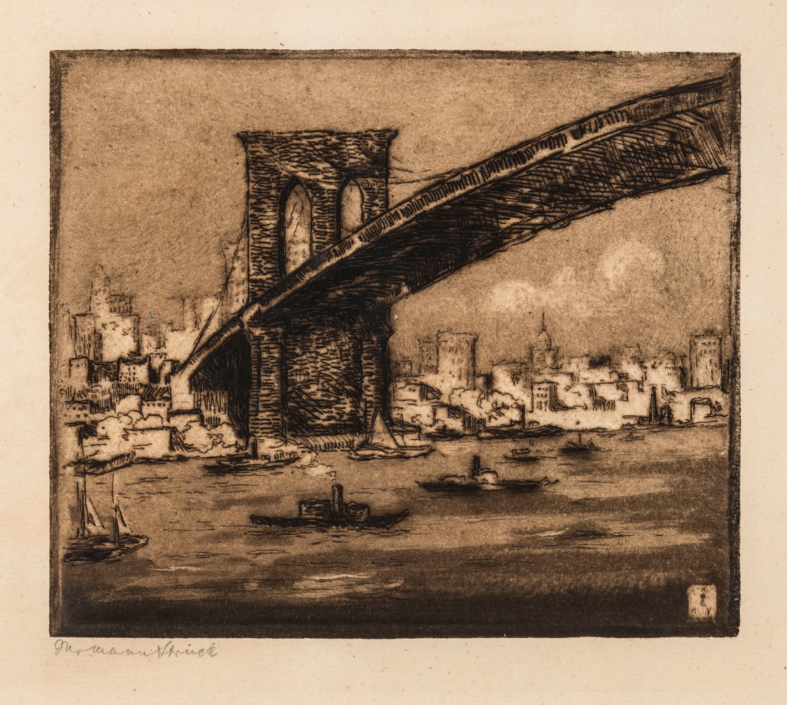 Hermann Struck, View of Manhattan from Brooklyn at Night, 1912
Etching, 8.15 by 5.83 inches (20.7 by 14.8 cm)
&amp;nbsp;