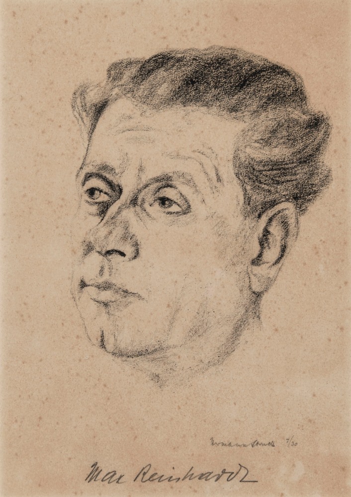 Hermann Struck, Portrait of Max Reinhardt
Lithograph, 5.51 by 7.87 inches
(14 by 20 cm)
Framed: 9 3/4 x 12 1/4 inches
(Inv# HS3115)