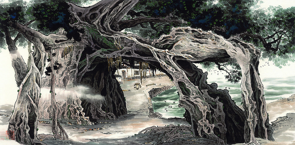 Banyan
Water-Ink Painting
60&amp;quot; x 30&amp;quot;
2016