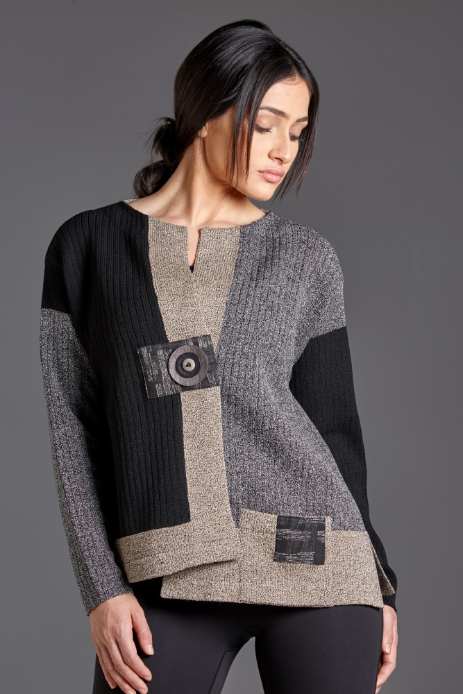 Asymmetrical Wool Crepe Cardigan 

Wearable Fiber