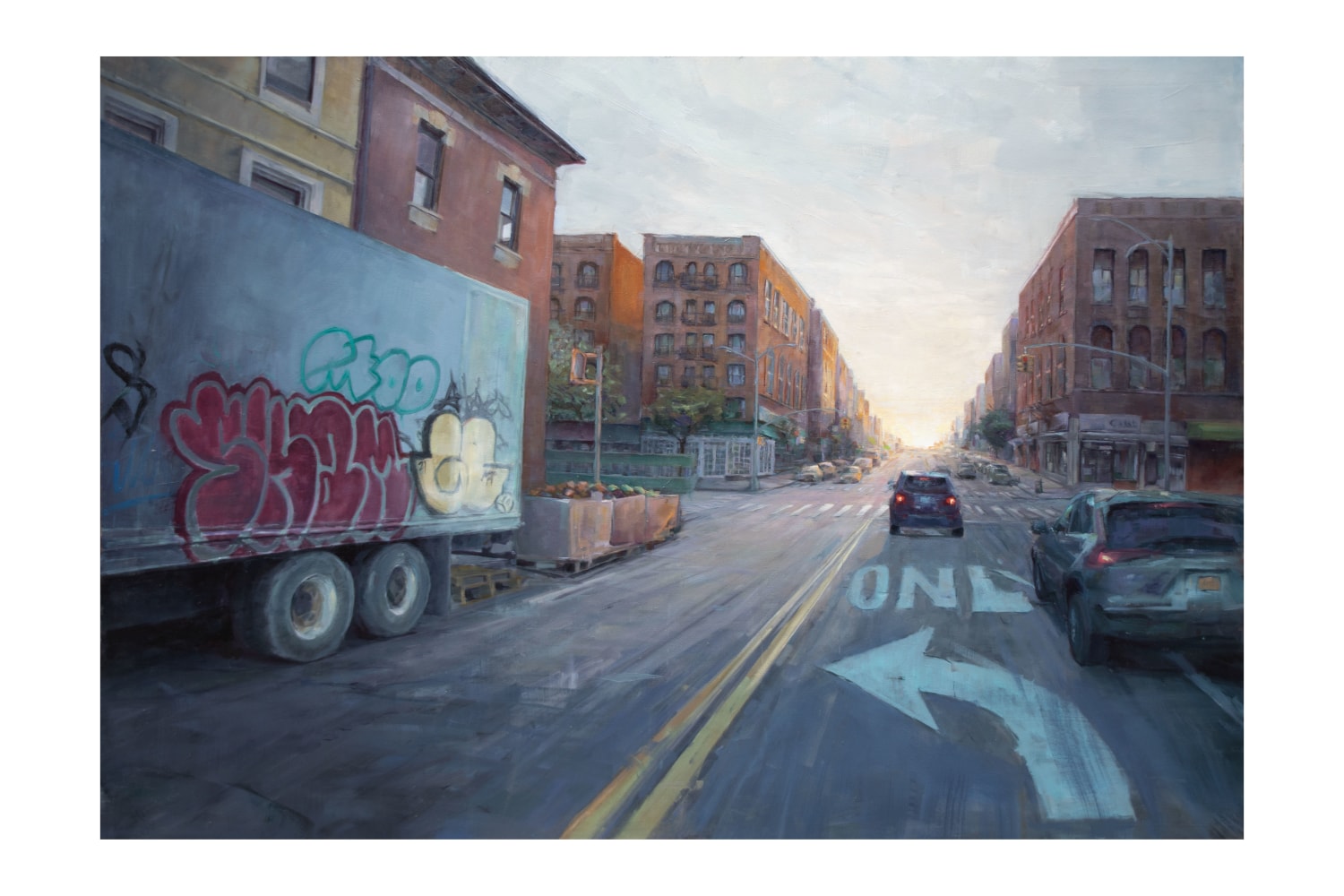 Intersection with Graffiti 

Oil

48&amp;quot; x 72&amp;quot; x 2&amp;quot;