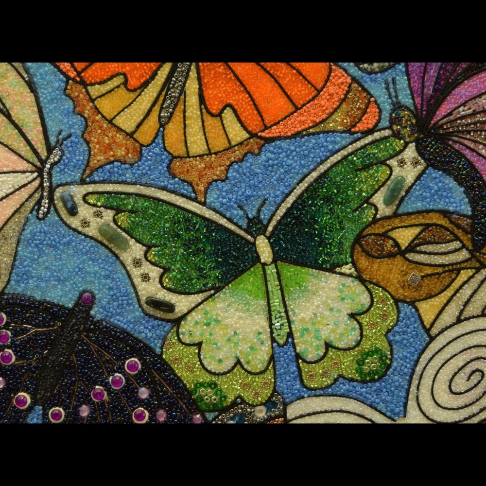 Butterfly Explosion 01 (detail)
glass bead mosaic
24&amp;quot; x 40&amp;quot; x 1&amp;quot;
2016
&amp;nbsp;