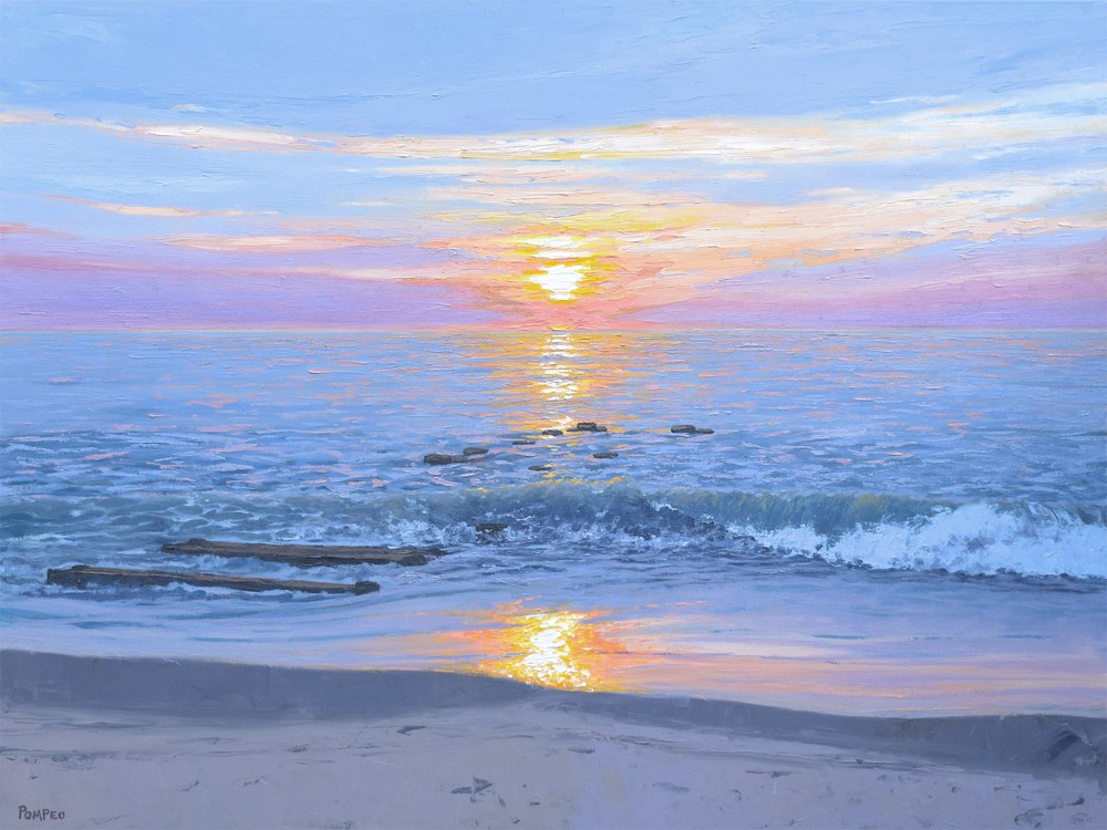 Delaware Dawn
oil on canvas. Sunrise at Rehoboth Beach
40&amp;quot; x 30&amp;quot; x 1.5&amp;quot;
2019

