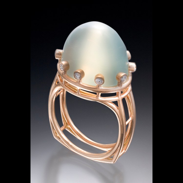 Mission Control...Your Ring has Landed! 
moonstone and diamonds in 18k Rose Gold
1&amp;quot; x 1&amp;quot; x .50&amp;quot;
