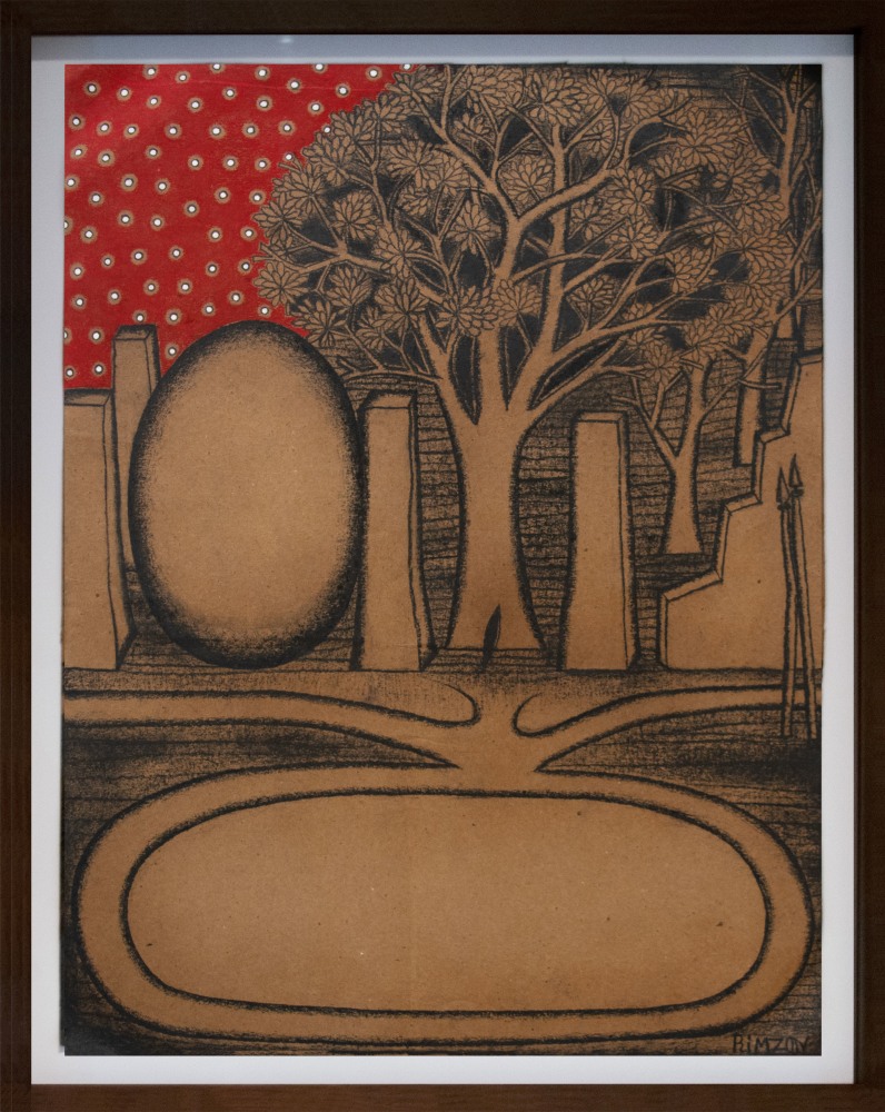 N.N. Rimzon
Red Sky with Stars,&amp;nbsp;2021
Charcoal and acrylic on paper
23 3/4&amp;Prime; x 18&amp;Prime; | Framed 26 1/2&amp;Prime; x 20 3/4&amp;Prime;
TG# 4670