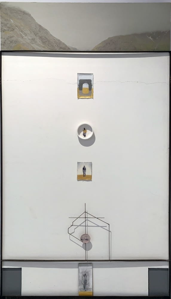 Roots and branches / fragmented family.&amp;nbsp;2019
Acrylic, oil, pigmented ink, canvas, paper pulp watercolor, graphite, archival paper, artist-designed cast iron frame
60&amp;Prime; x 33.25&amp;Prime;&amp;nbsp;