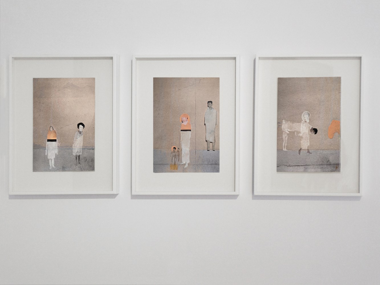 Boy to have an elephant&amp;rsquo;s head.&amp;nbsp;2021
Watercolor, gouache, graphite, collage, pigmented ink, archival paper
17&amp;Prime; x 44&amp;Prime; (overall) | 17&amp;Prime; x 13.5&amp;Prime; (Each of 3)&amp;nbsp;