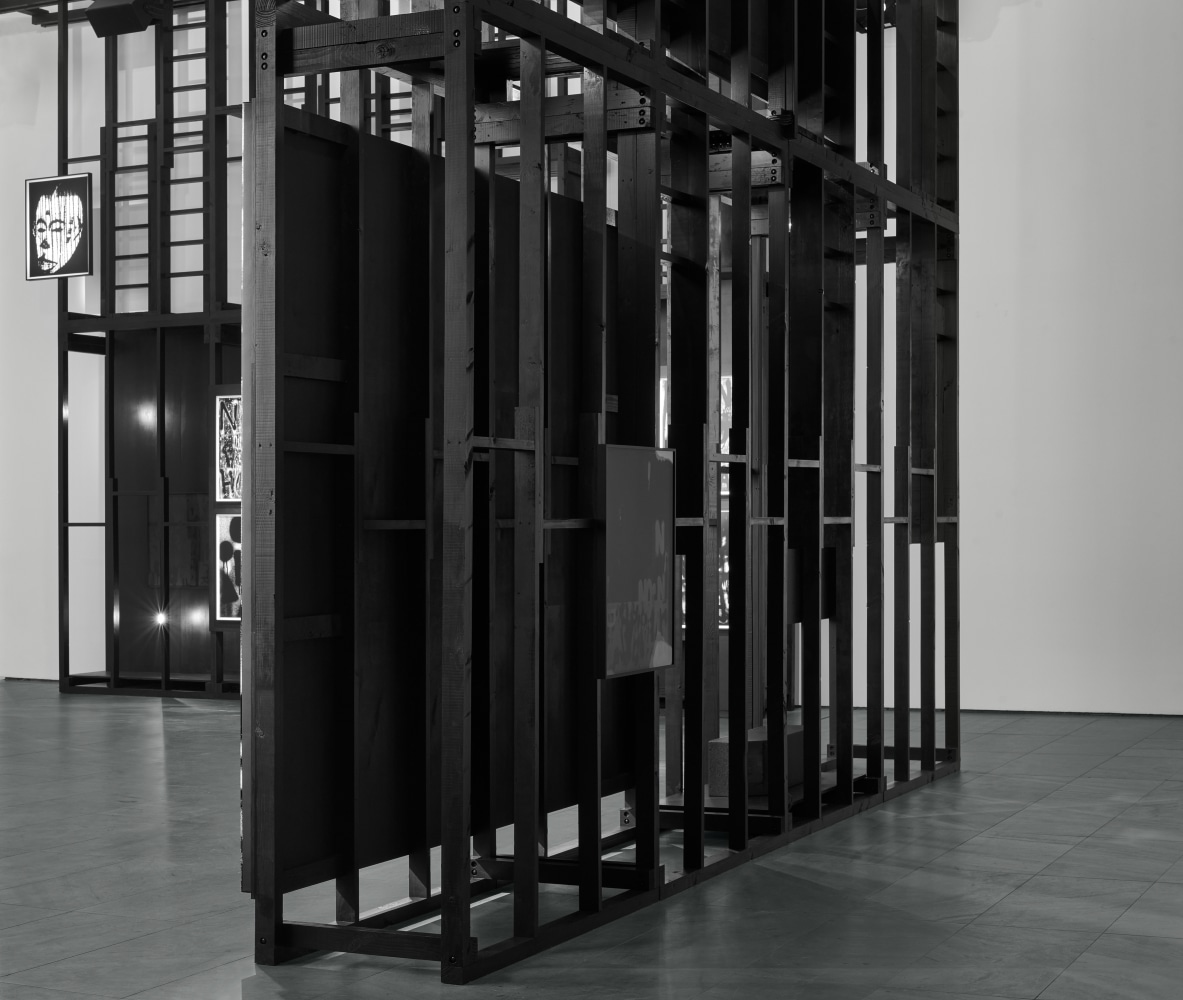 Installation view of paintings by Adam Pendleton