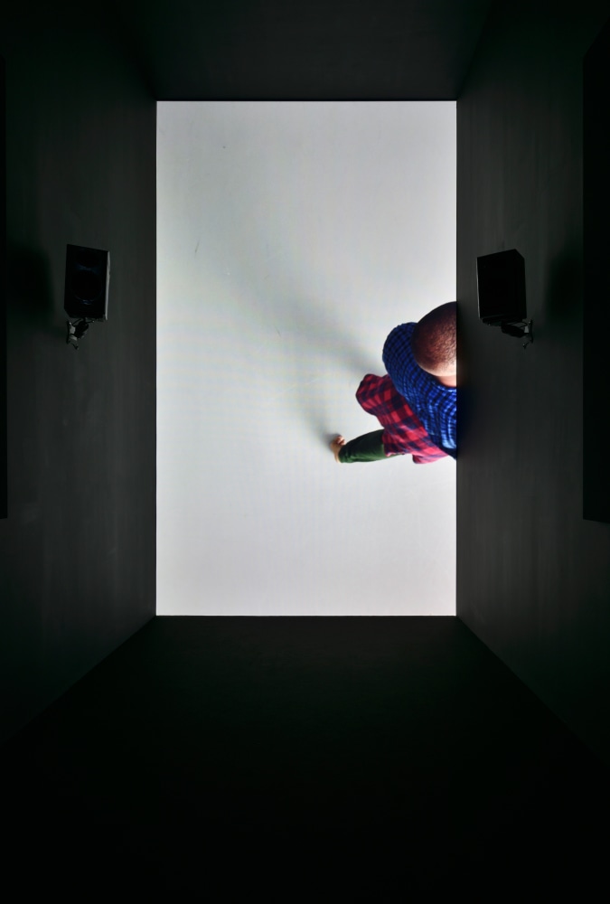 Installation view of video work by Adam Pendleton