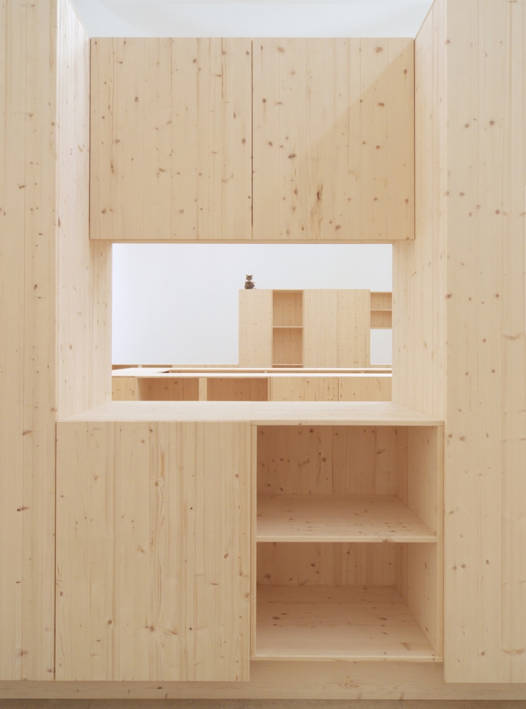 Installation view of sculptures by Liam Gillick