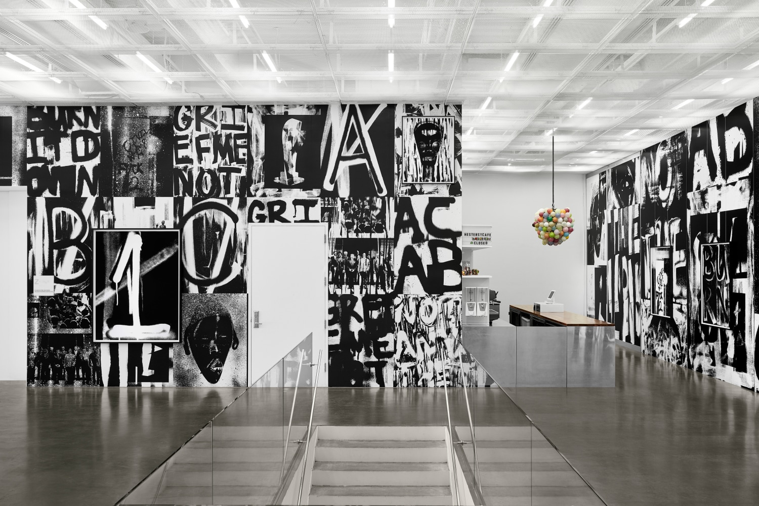 Installation view of paintings by Adam Pendleton