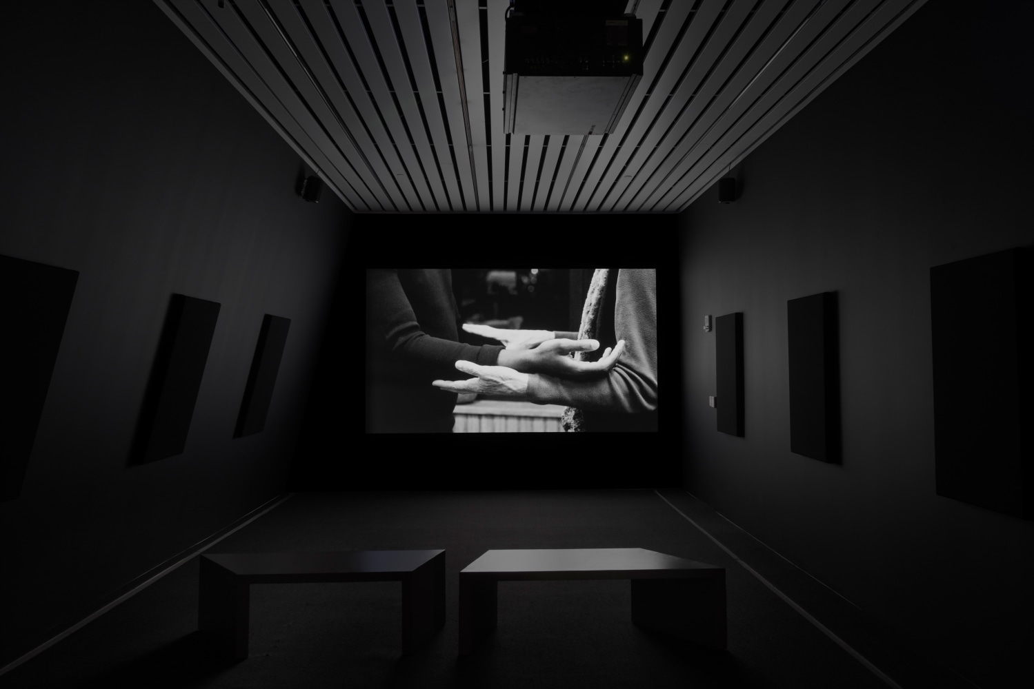 Installation view of video work by Adam Pendleton