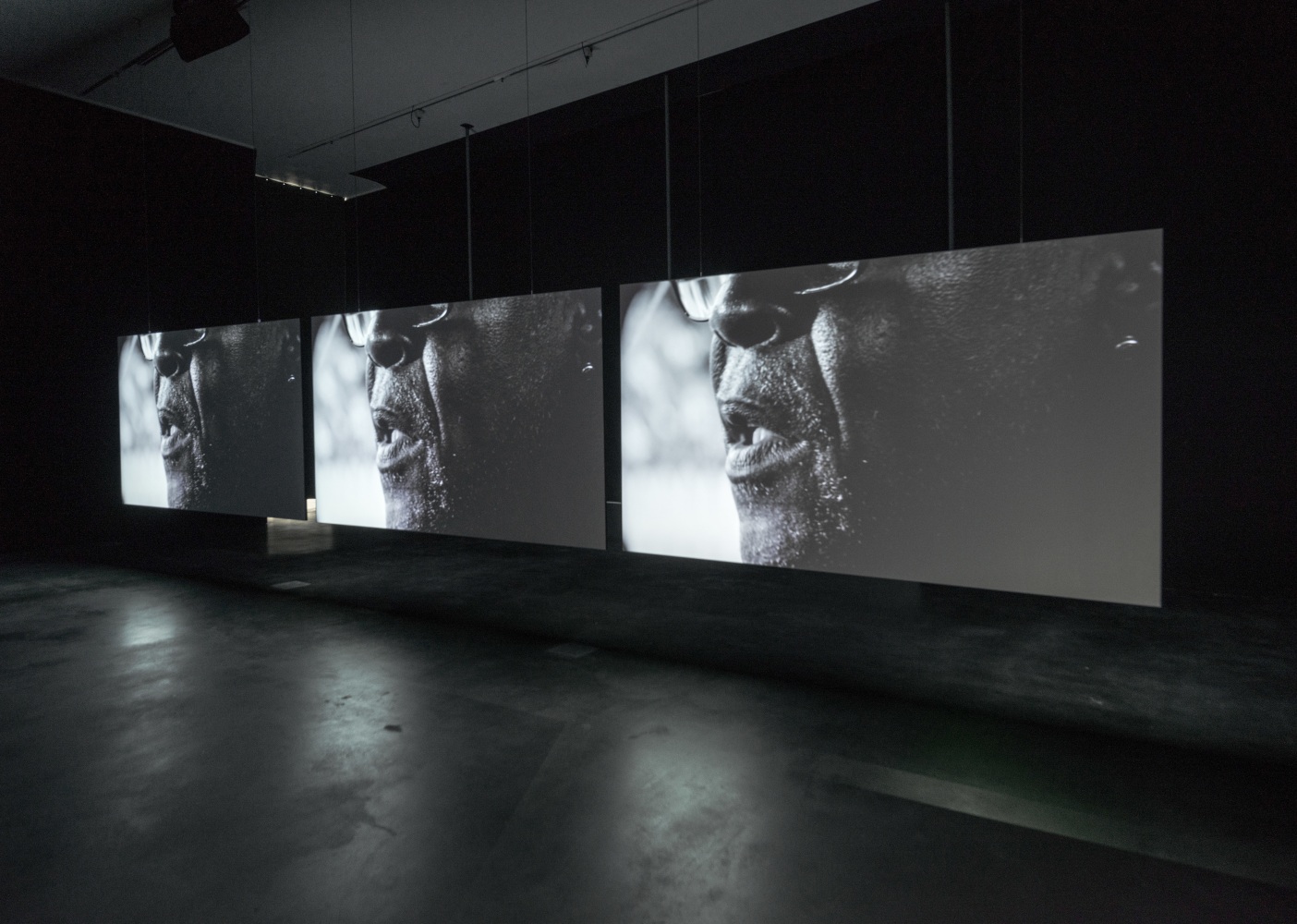 Installation view of paintings by Adam Pendleton