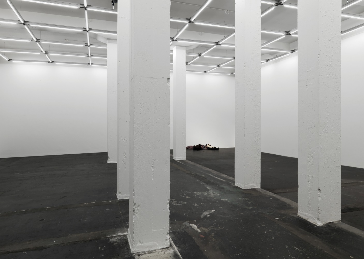 Installation view of Peter Fischli David Weiss film and sculpture exhibition