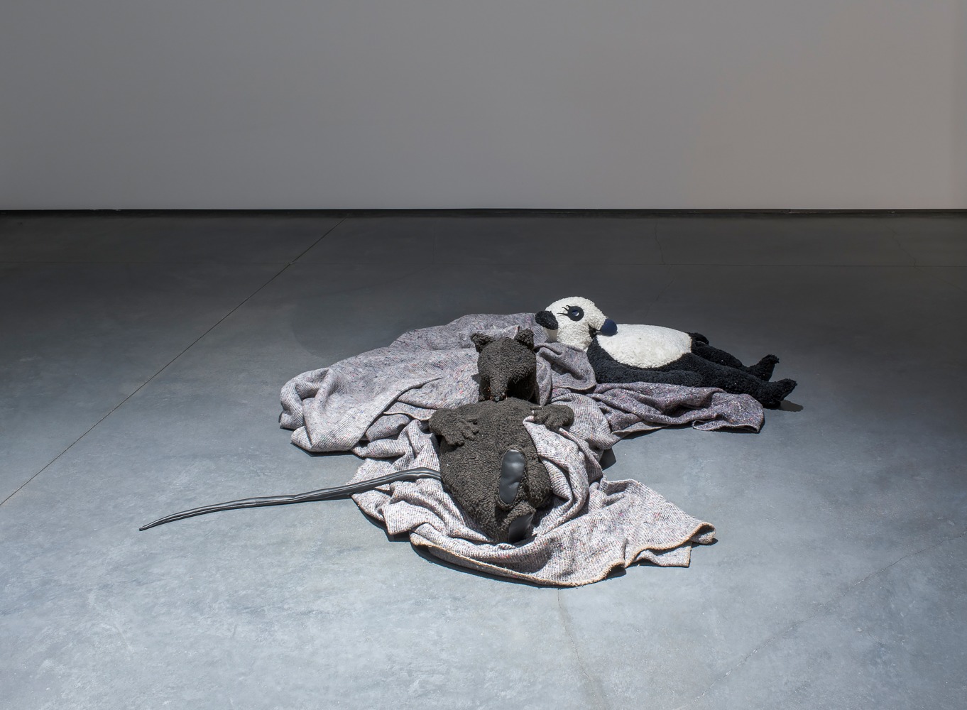 Installation view of sculptures by Peter Fischli and David Weiss