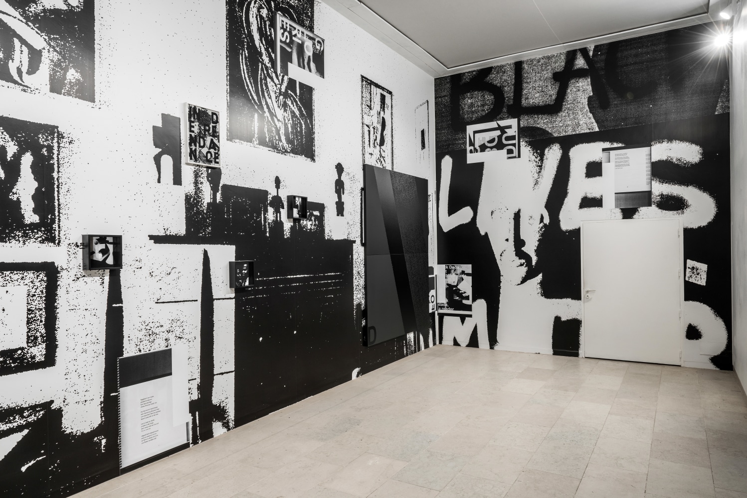 Installation view of paintings by Adam Pendleton