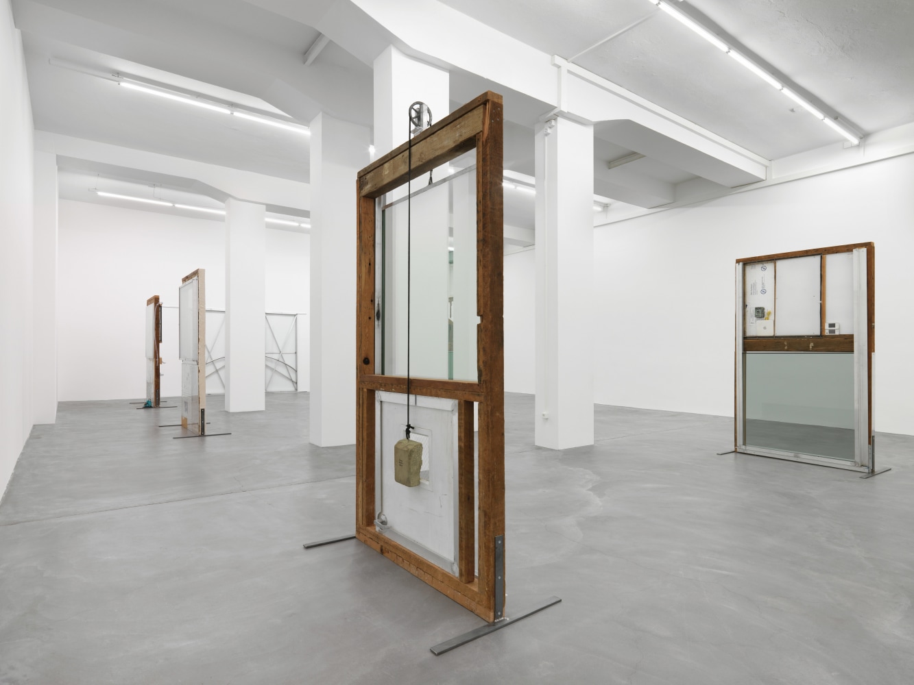 Installation view of Oscar Tuazon sculptures exhibitions