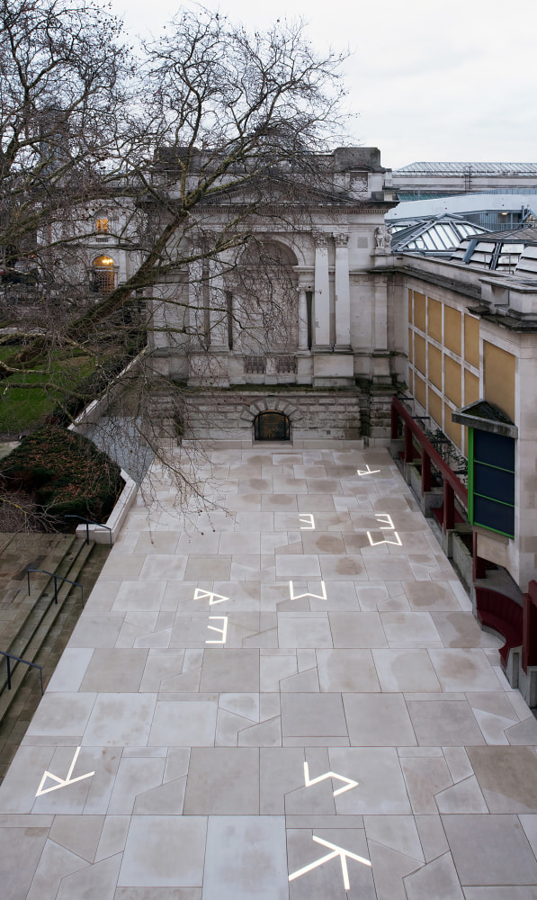 Installation view of outdoor sculpure by Martin Boyce