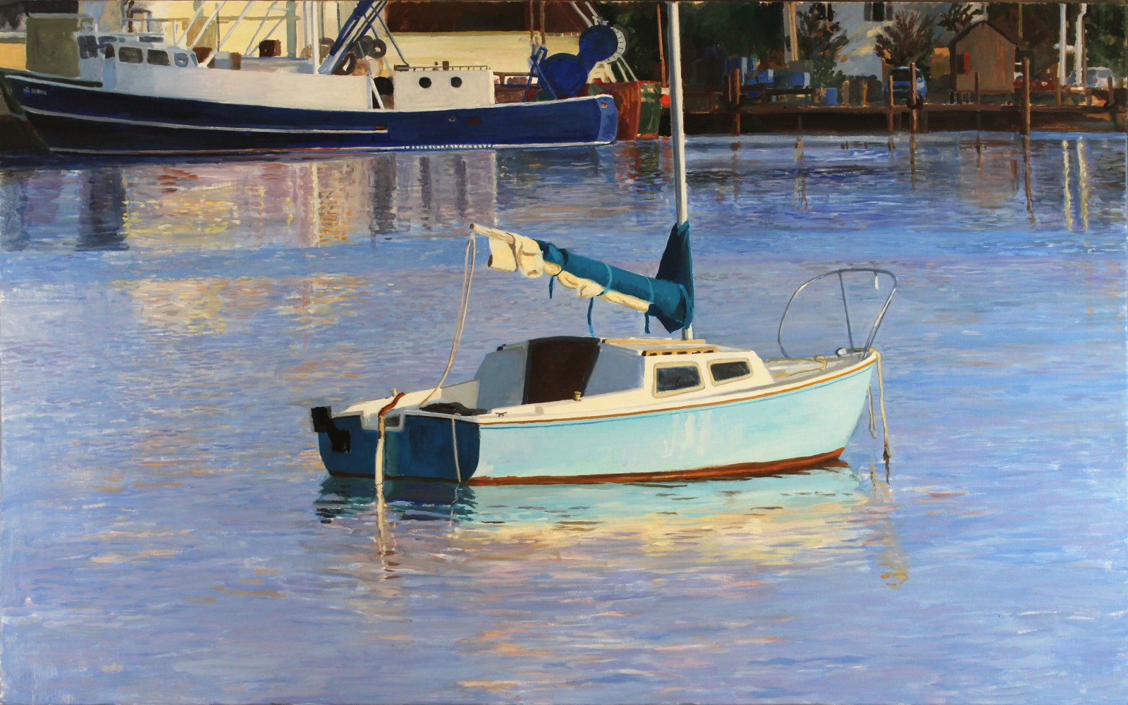 Blue Boat  30” x 40”  Oil On Canvas  Shop