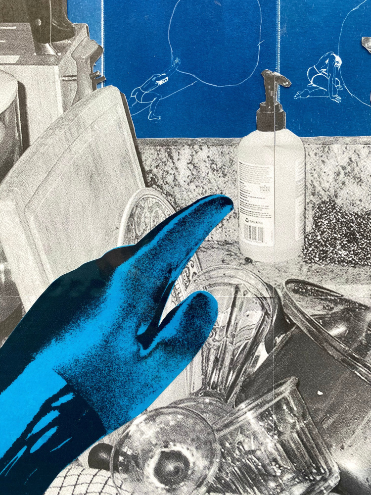 Adam Phillip Goodman  Do the Dishes  36&quot; x 24&quot;  Mixed Media Collage  2025