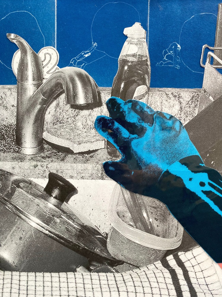 Adam Phillip Goodman  Do the Dishes  36&quot; x 24&quot;  Mixed Media Collage  2025