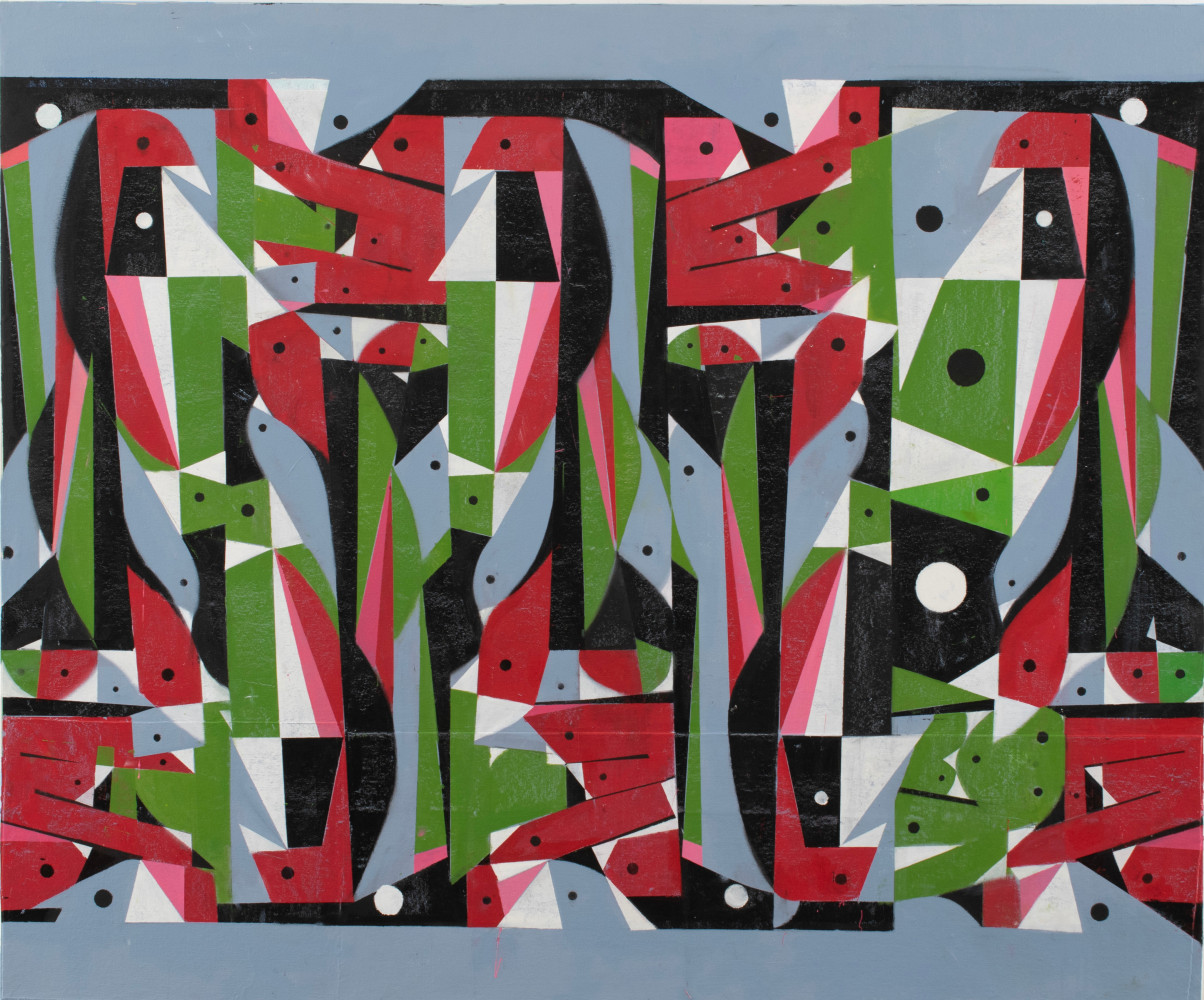 Flock 11 (Pink and Green 2)  60&quot; x 72&quot;  Acrylic On Canvas On Panel