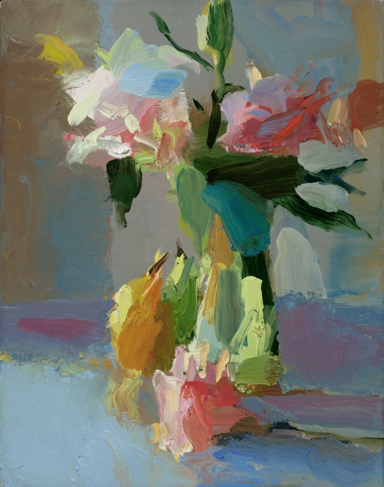 Pink Lilies and Pears  14&quot; x 11&quot;  Oil On Linen