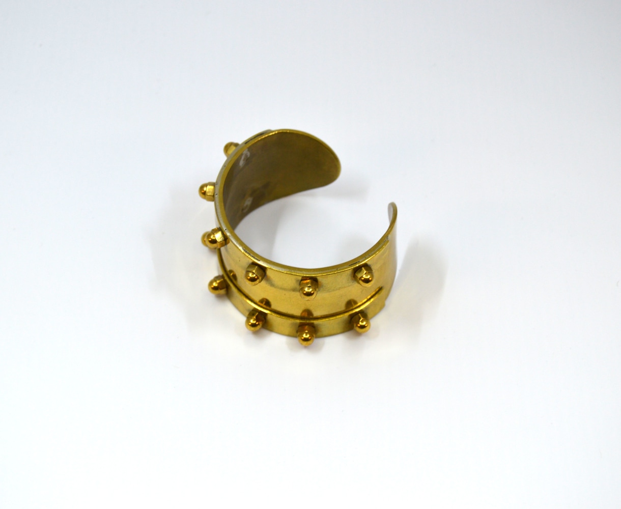 Amanda Kaiserman, Gladiator Cuff  one size  Brass Hardware, Acorn Nuts, All Made By Hand And Hand Polished