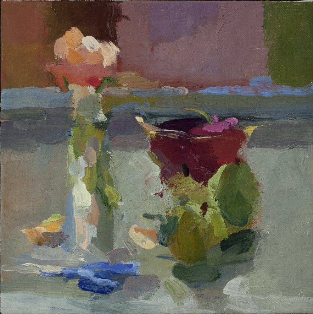 Christine Lafuente, Roses, Cherries, And Pears  10&quot; x 10&quot;  Oil On Linen
