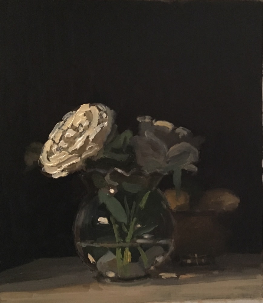 White Rose  10.5&quot; x 9&quot;  Oil On Panel