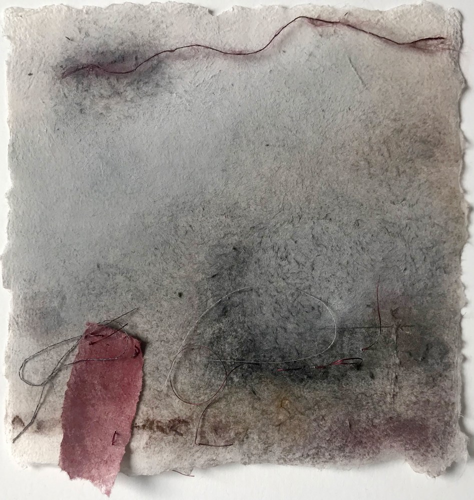Exception (SOLD)  7&quot; x 7&quot;  Oil, Fiber, Charcoal, And Thread On Paper