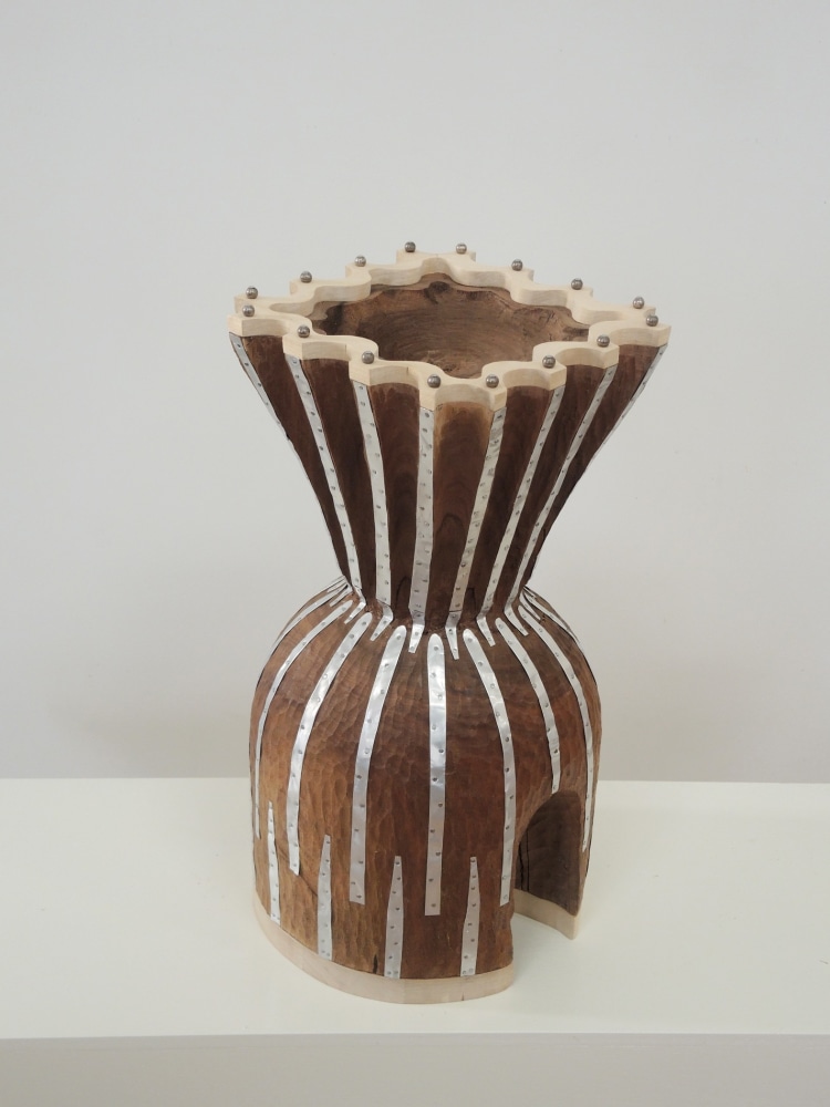 Fortress (SOLD)  19&quot; x 9&quot; x 9&quot;  Walnut, Maple, Aluminum, Beads, And Nails