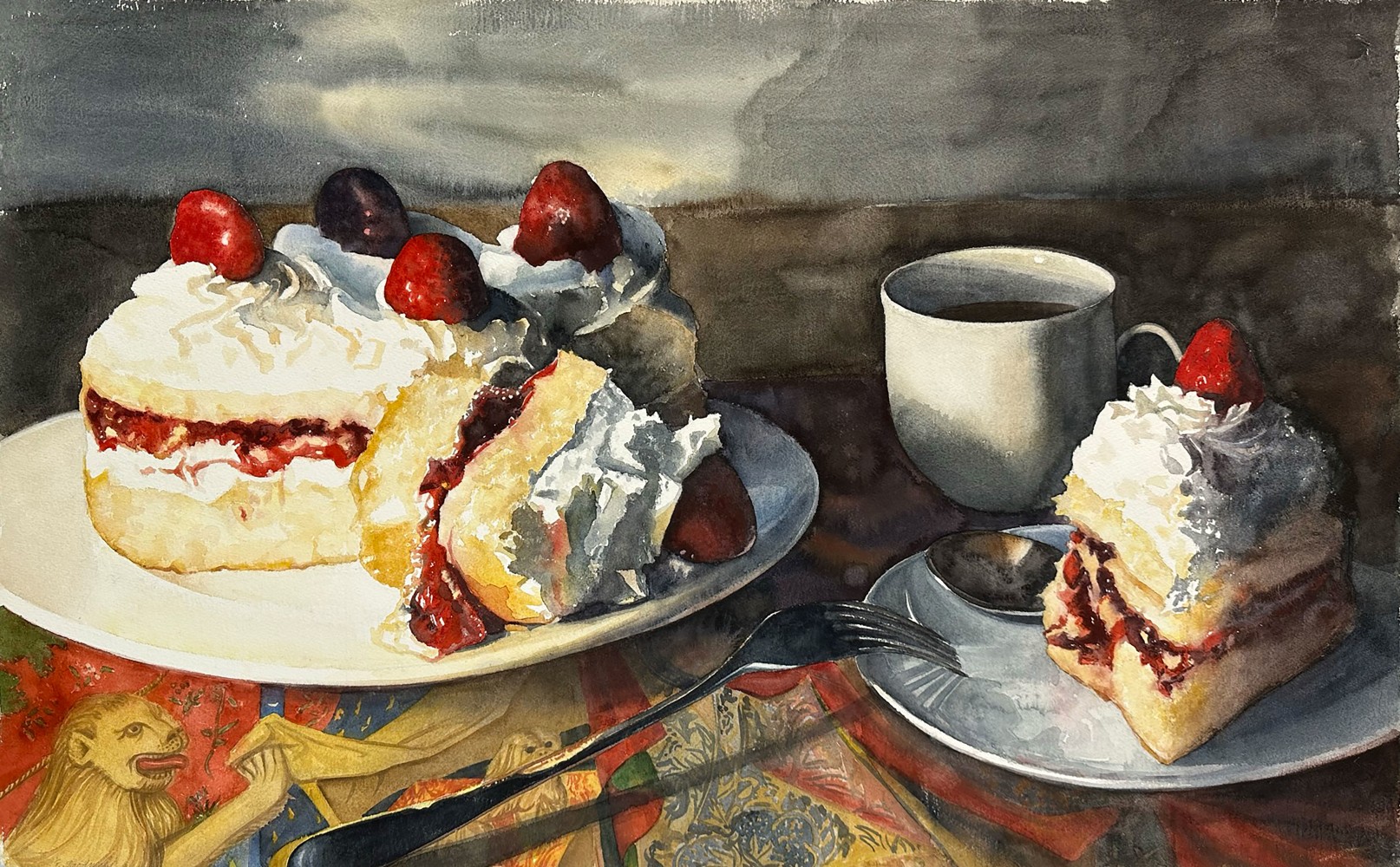 Strawberry Shortcake  25.75&quot; x 41.5&quot;  Watercolor On D'Arches Paper