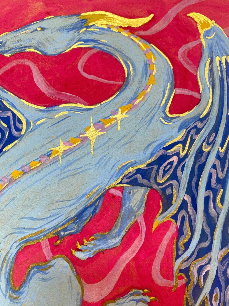 Danielle Cooke  Celestial Event  9&quot; x 9&quot; x 1.5&quot;  Gouache And Gold Paint Pen On Paper Board  2025
