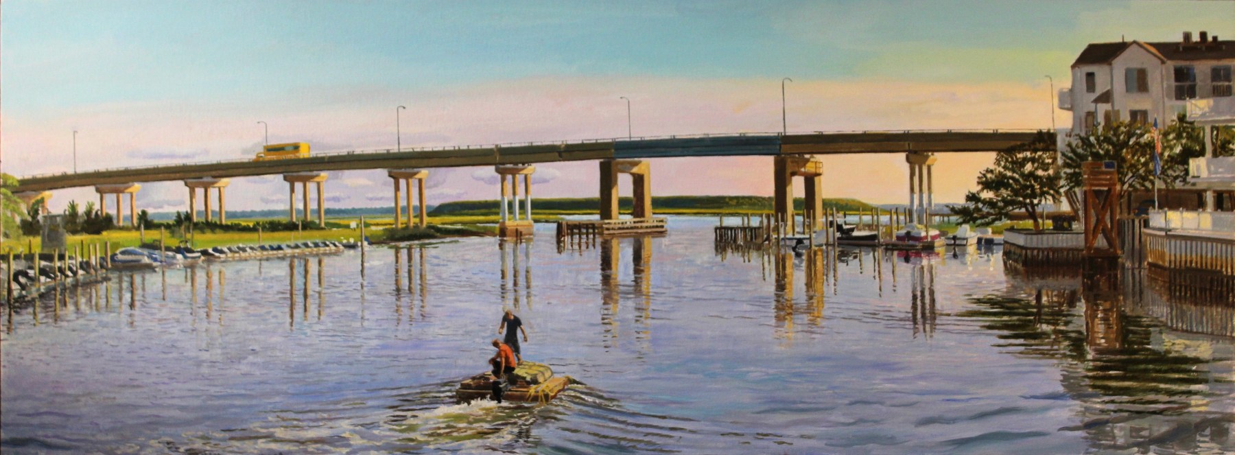 Dock Builders  20&quot; x 54&quot;  Oil On Canvas