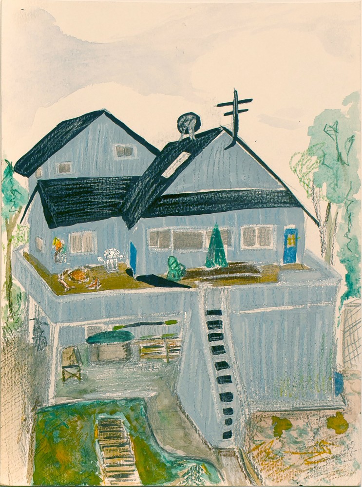 Julia Lauren Fox, Association (Dad’s House)  12” x 9”  Watercolor And Colored Pencil On Paper  $400