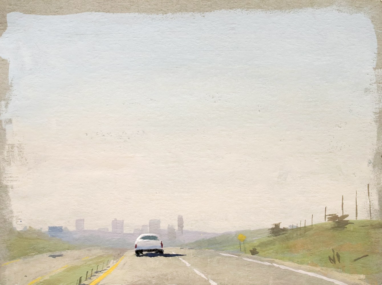 Outside Dallas  6″ x 8″  Gouache On Paper