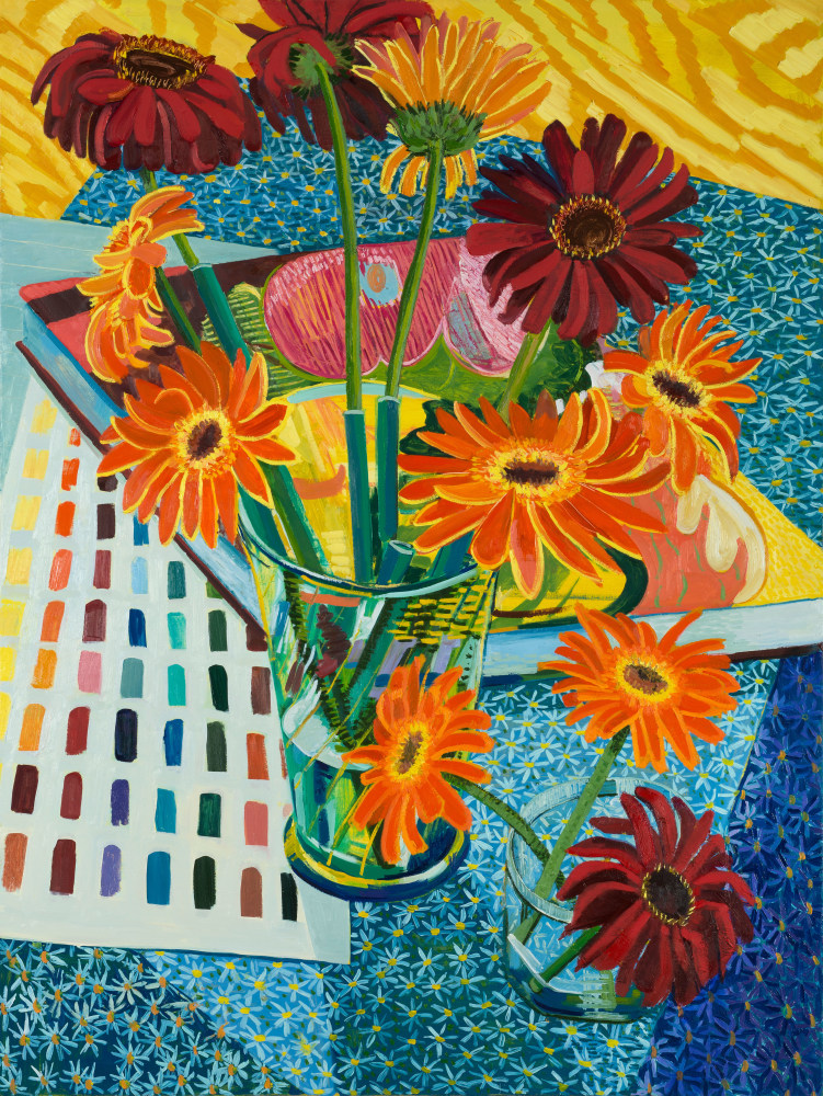 Lauren Whearty, Still Life With Gerbera Daisies  48&quot; x 36&quot;  Oil On Canvas